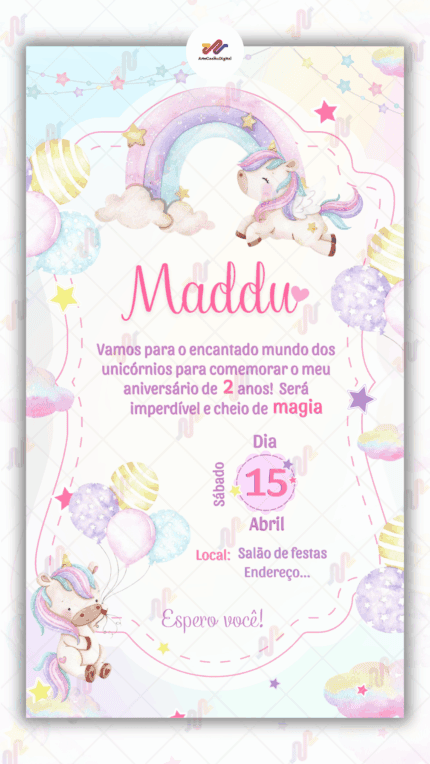 Convite Virtual Unicórnio