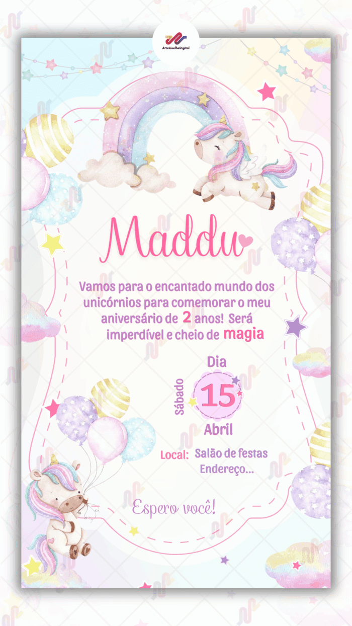 Convite Virtual Unicórnio - Imagem 1