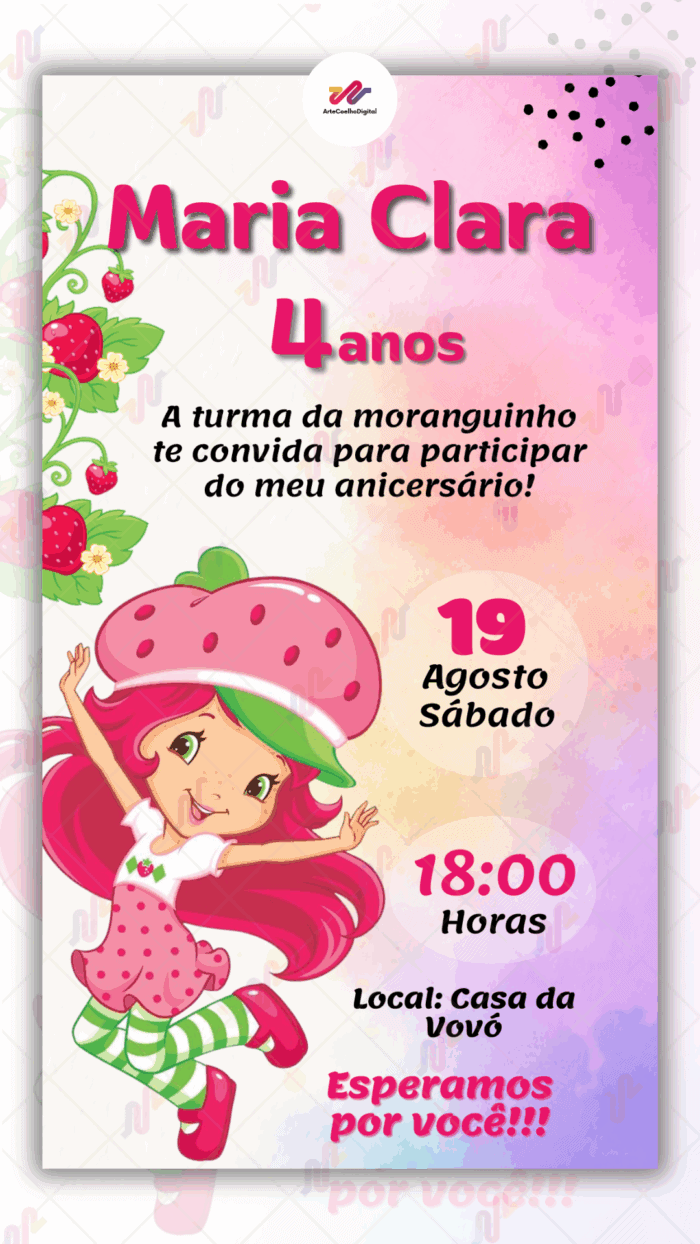 Convite digital Moranguinho - Imagem 1