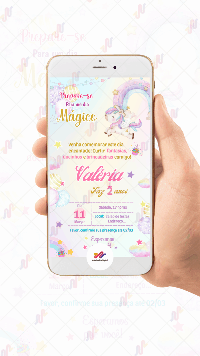 Convite Virtual Unicórnio - Imagem 2