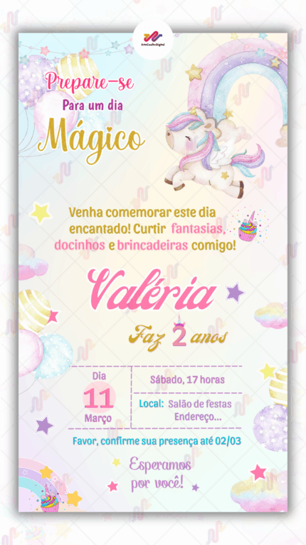 Convite Virtual Unicórnio