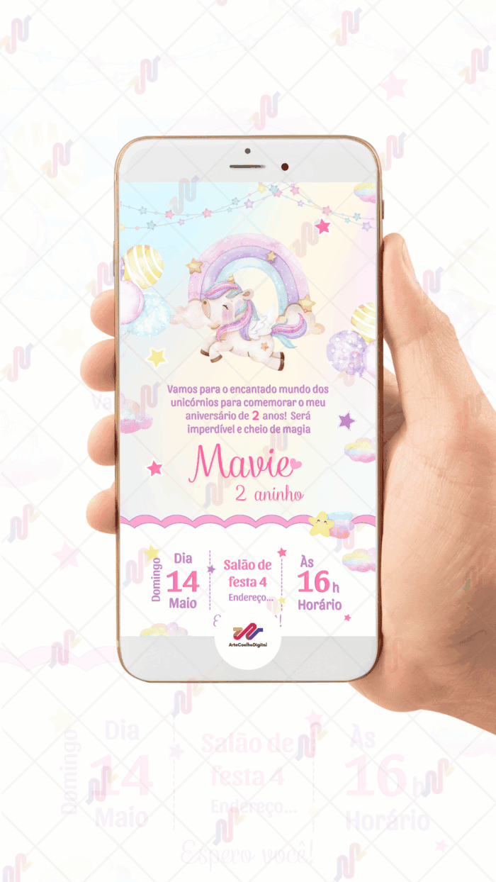 Convite Virtual Unicórnio - Imagem 2