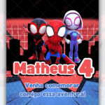 Convite animado Homem Aaranha e seus amigos