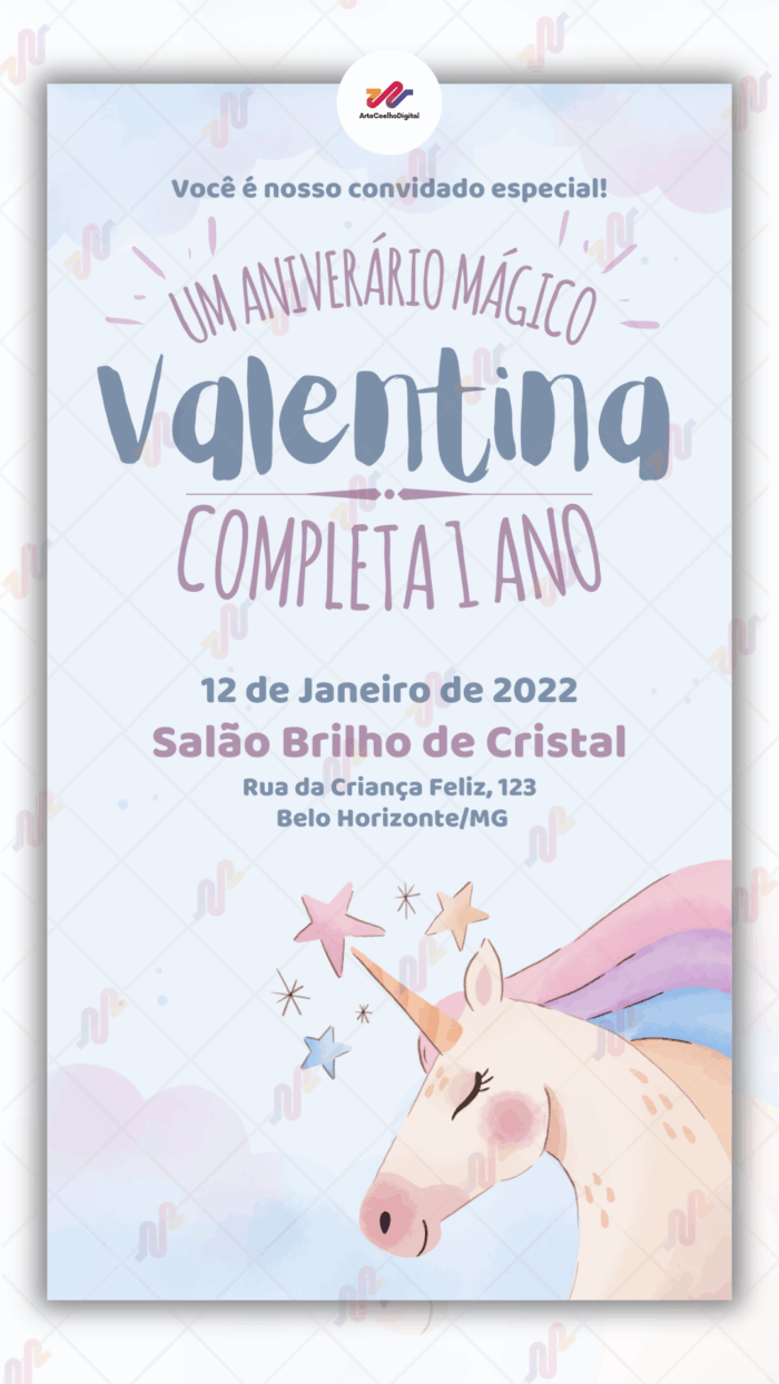 Convite Virtual Unicórnio - Imagem 1