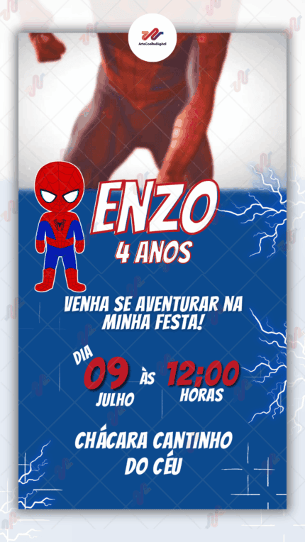 Convite animado Homem aranha