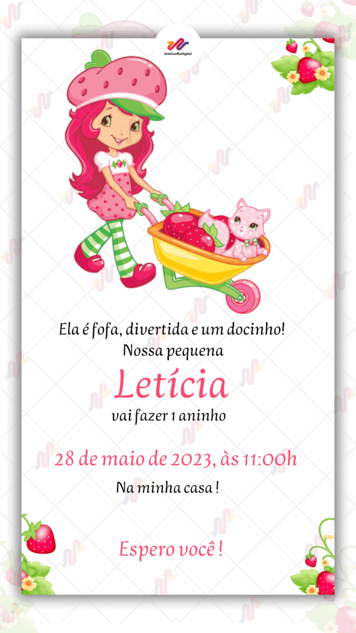 Convite digital Moranguinho - Imagem 1
