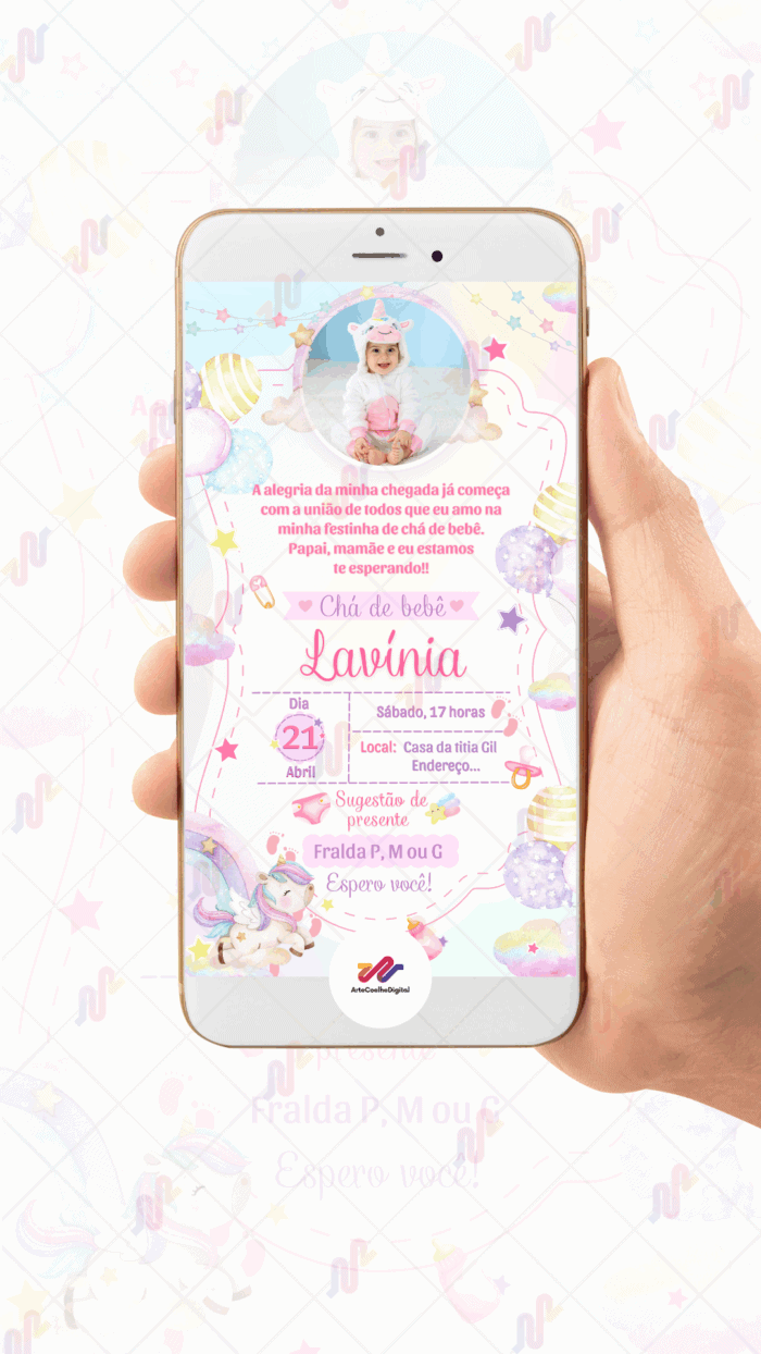Convite Virtual  Unicórnio - Imagem 2