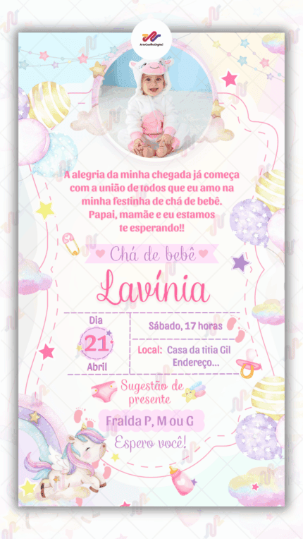 Convite Virtual  Unicórnio