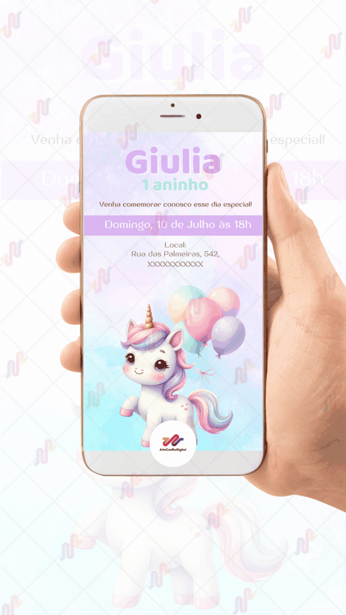 Convite Virtual Unicórnio - Imagem 2