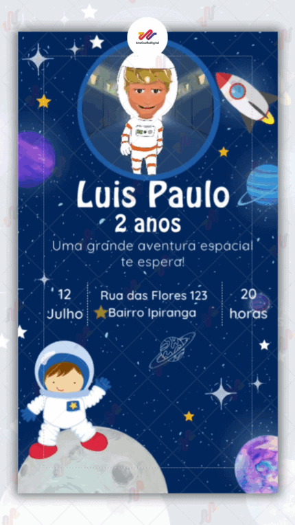 Convite Animado Simples Astronauta
