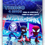 Convite animado Homem aranha e seus amigos