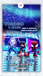 Convite animado Homem aranha e seus amigos