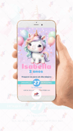 Convite Virtual Simples Unicórnio - Imagem 2