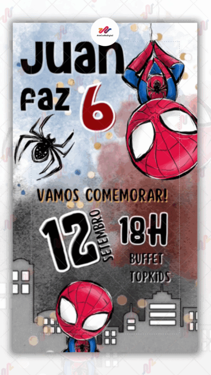 Convite animado Homem aranha