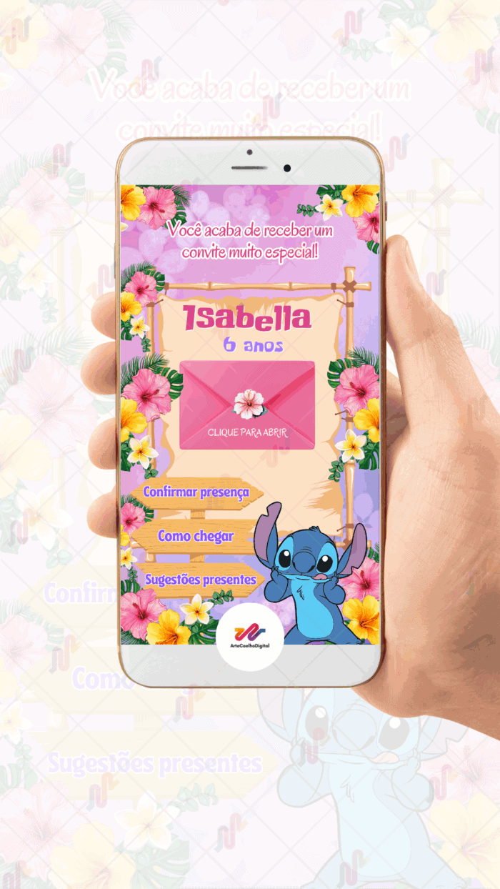 Convite Interativo Gold Plus Lilo e Stitch - Imagem 2