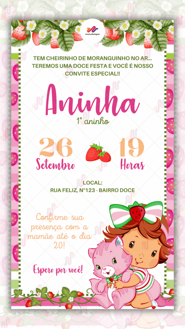 Convite digital Moranguinho - Imagem 1