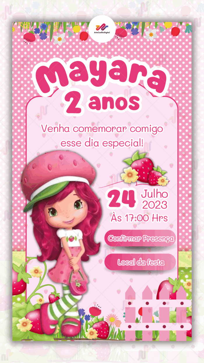 Convite Interativo Moranguinho - Imagem 1