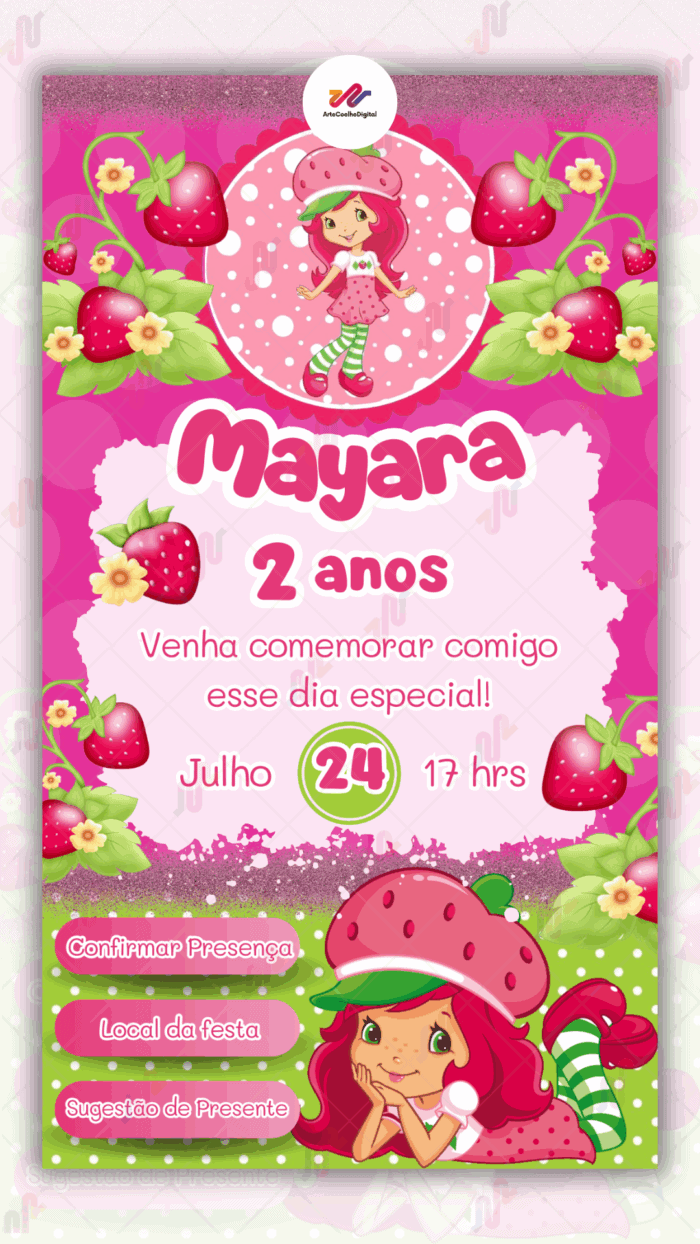 Convite Interativo Moranguinho - Imagem 1