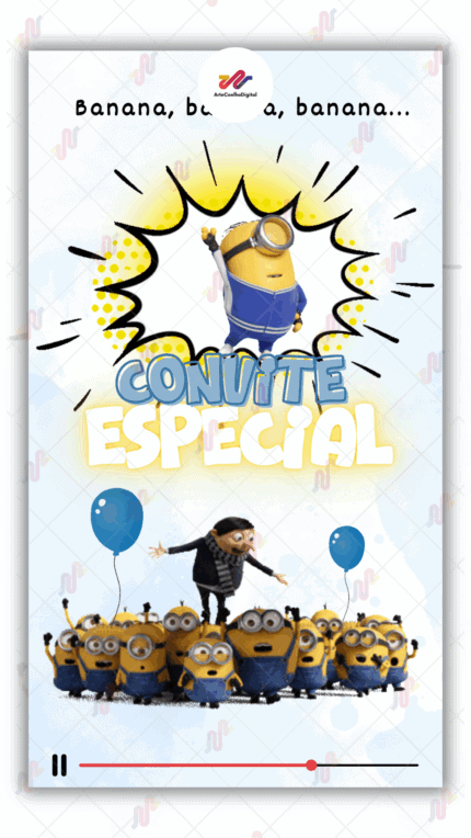 Convite animado Plus Minions