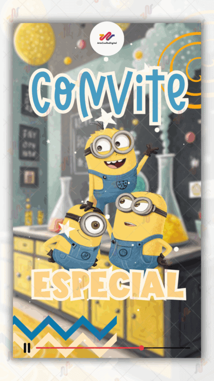 Convite animado Plus Minions