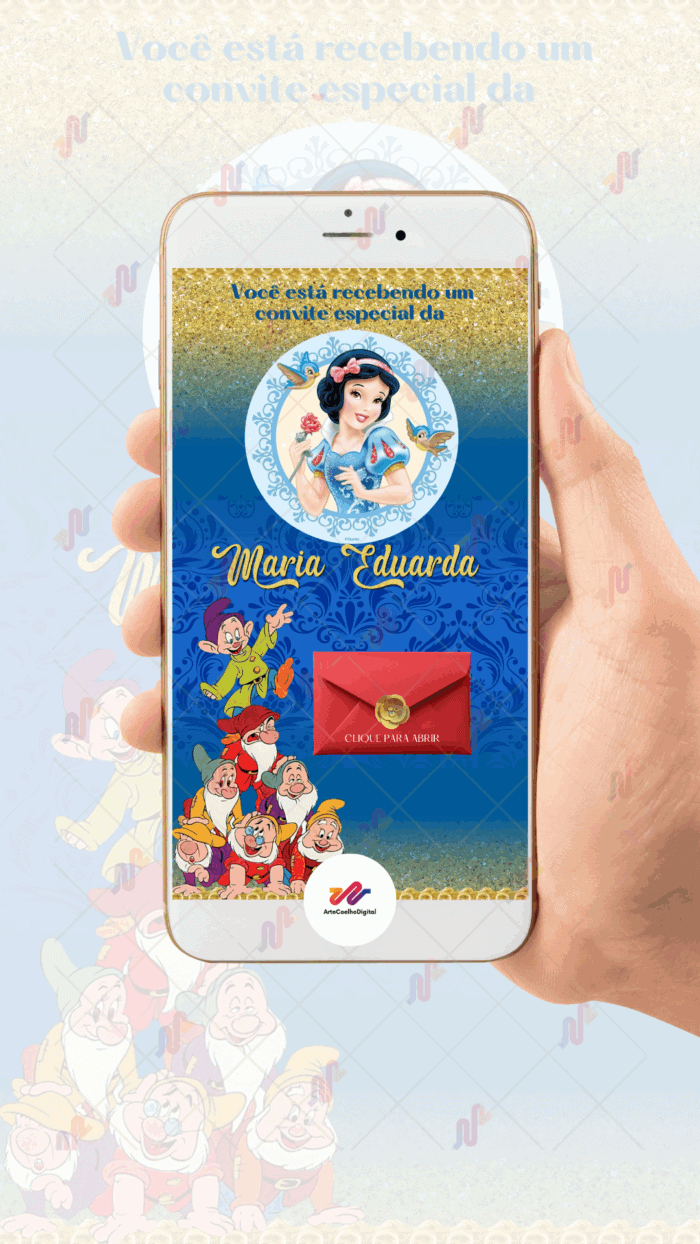 Convite interativo gold Branca de neve - Imagem 2