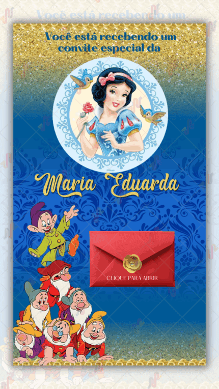 Convite interativo gold Branca de neve