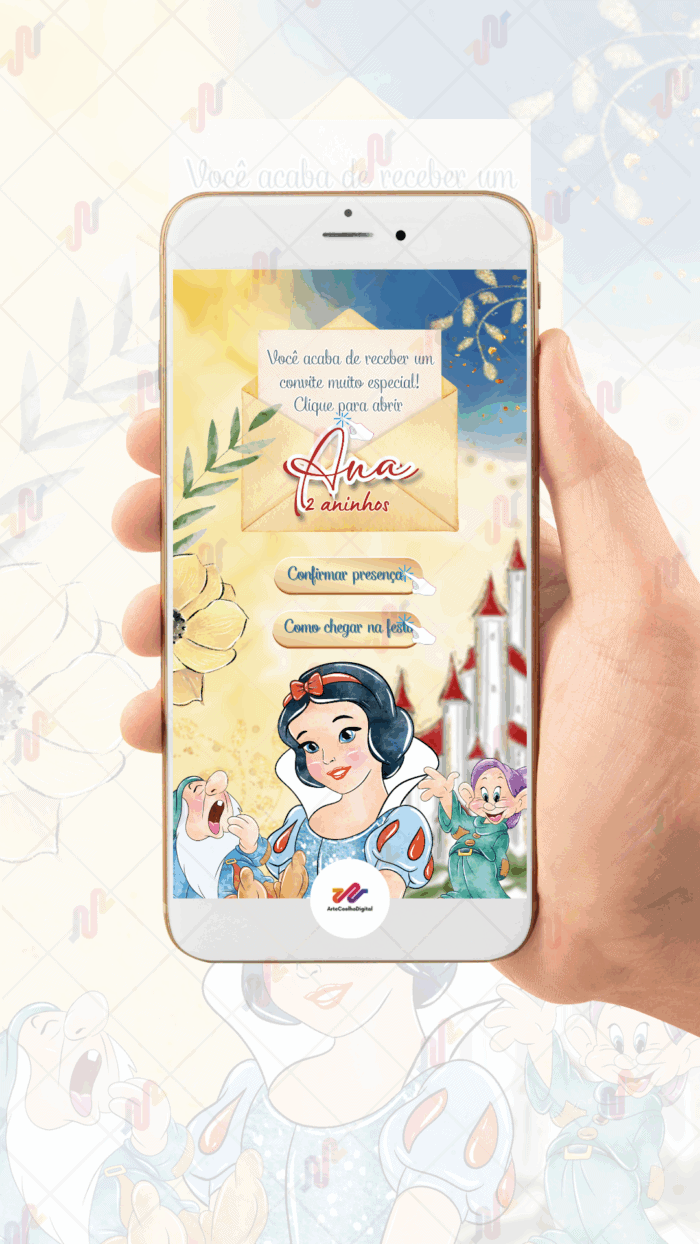 Convite interativo gold Plus Branca de neve - Imagem 2