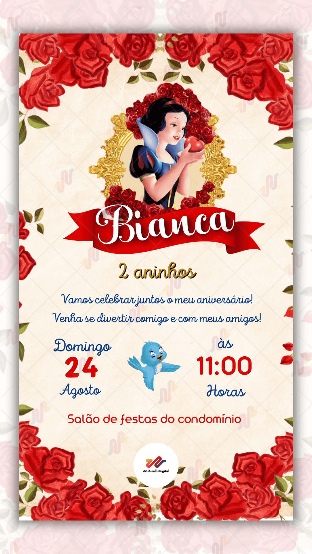 Convite digital Branca de neve