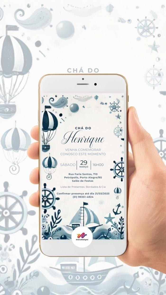 Convite digital chá de bebe Marinheiro - Imagem 2