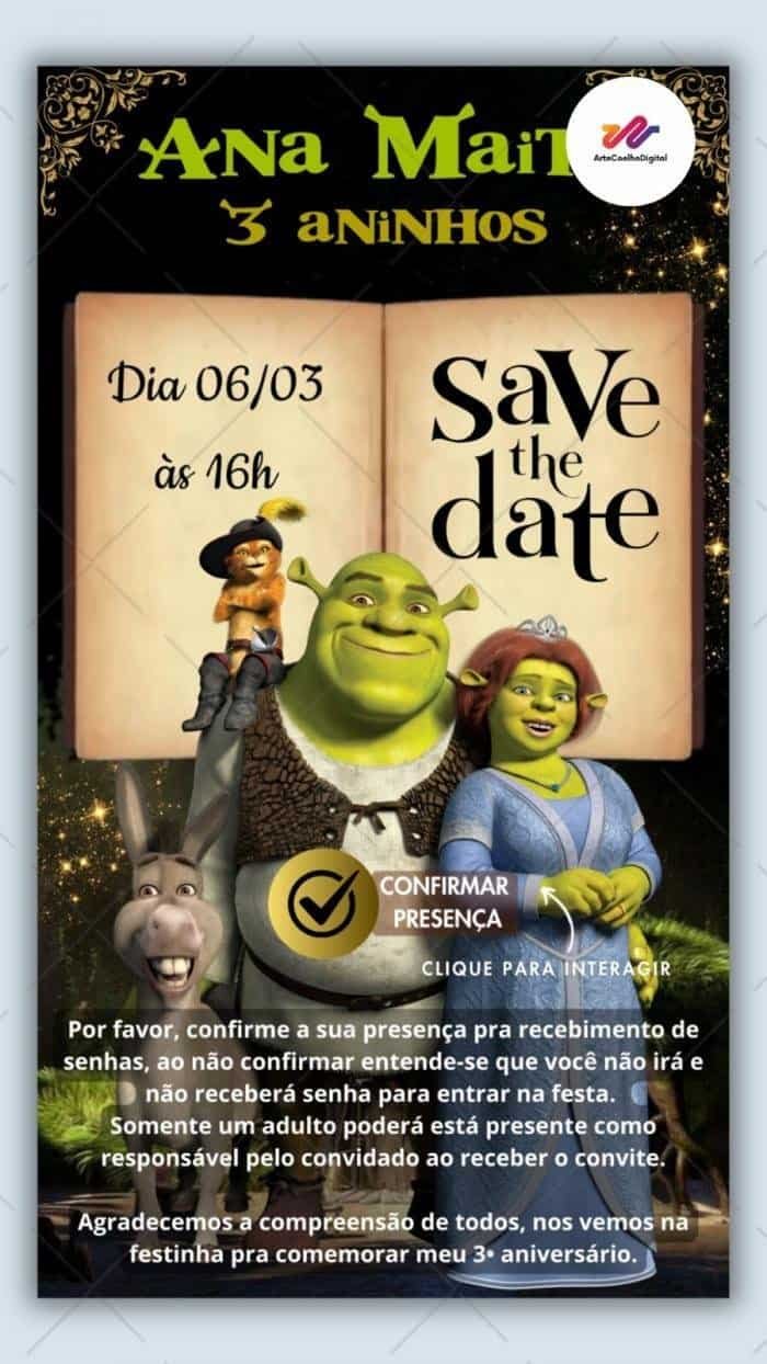 Save the date Sherek - Imagem 1