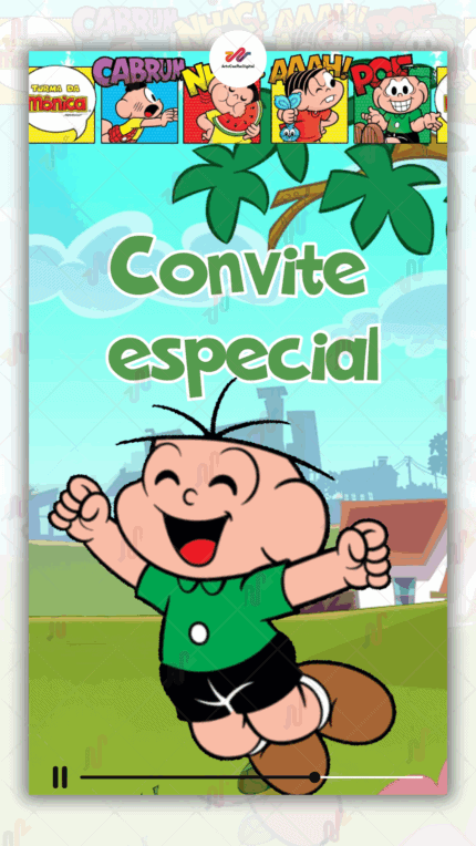 Convite Animado Cebolinha Turma da Monica