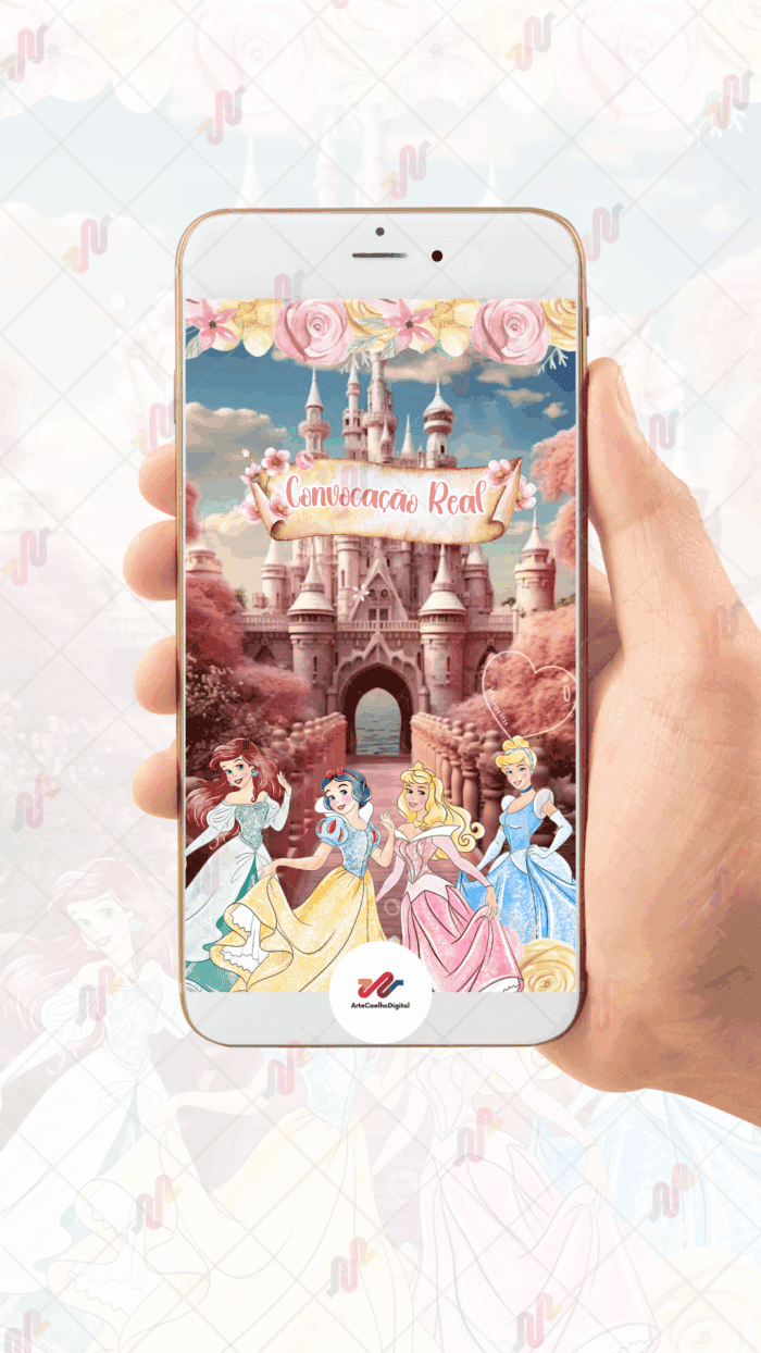 Convite Animado Princesas Disney - Imagem 2