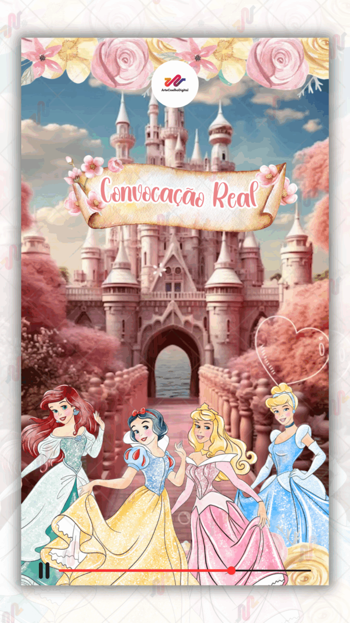 Convite Animado Princesas Disney - Imagem 1