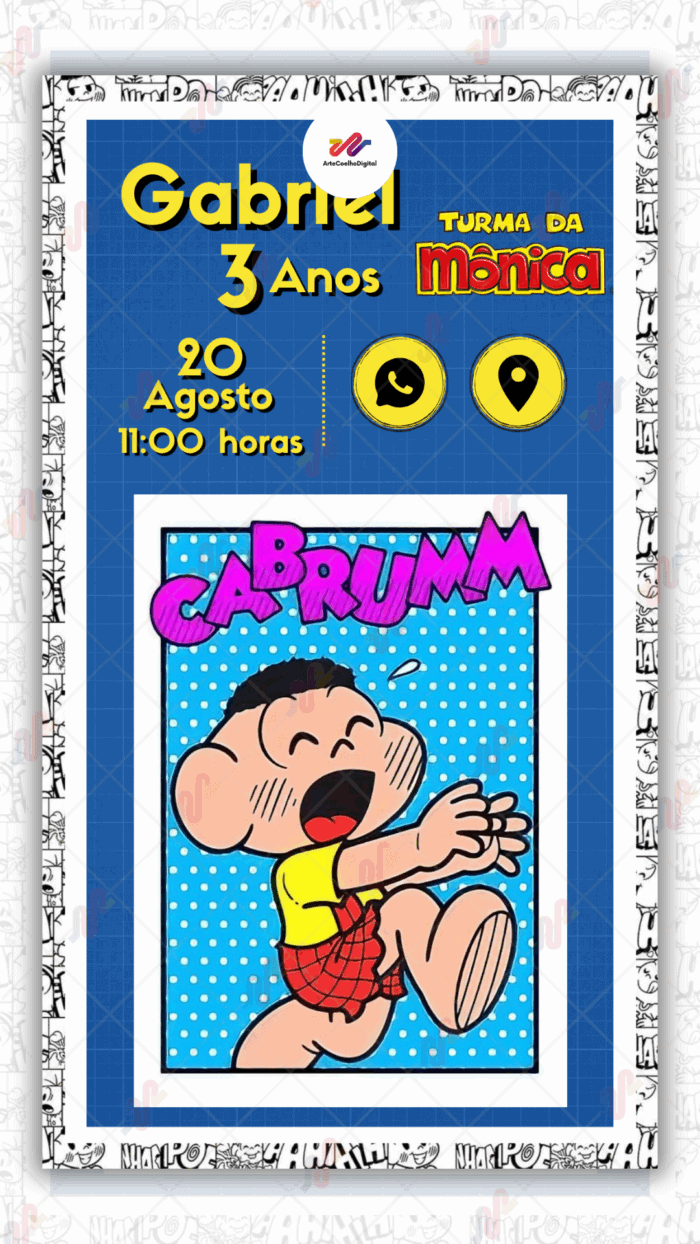 Convite Interativo Cascão - Turma da Monica - Imagem 1