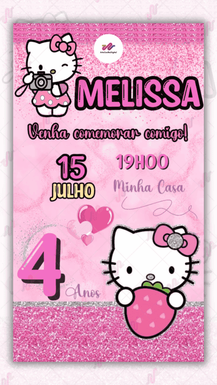 Convite Digital Hello Kitty