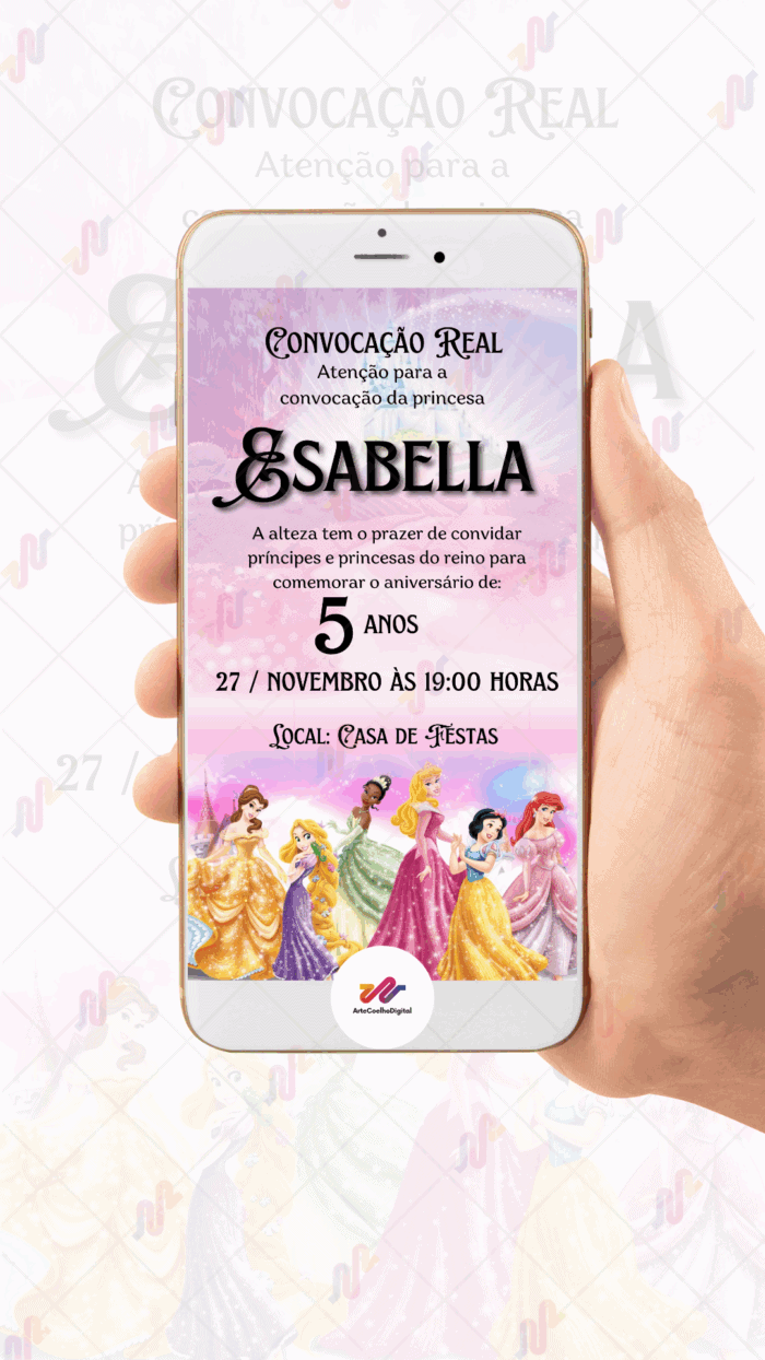 Convite Digital Princesas Disney - Imagem 2