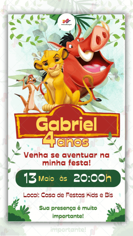Convite digital Rei Leão