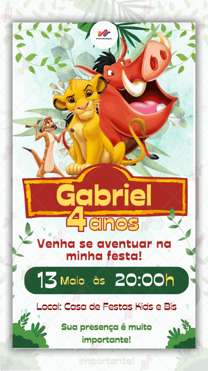 Convite digital Rei Leão - Imagem 1