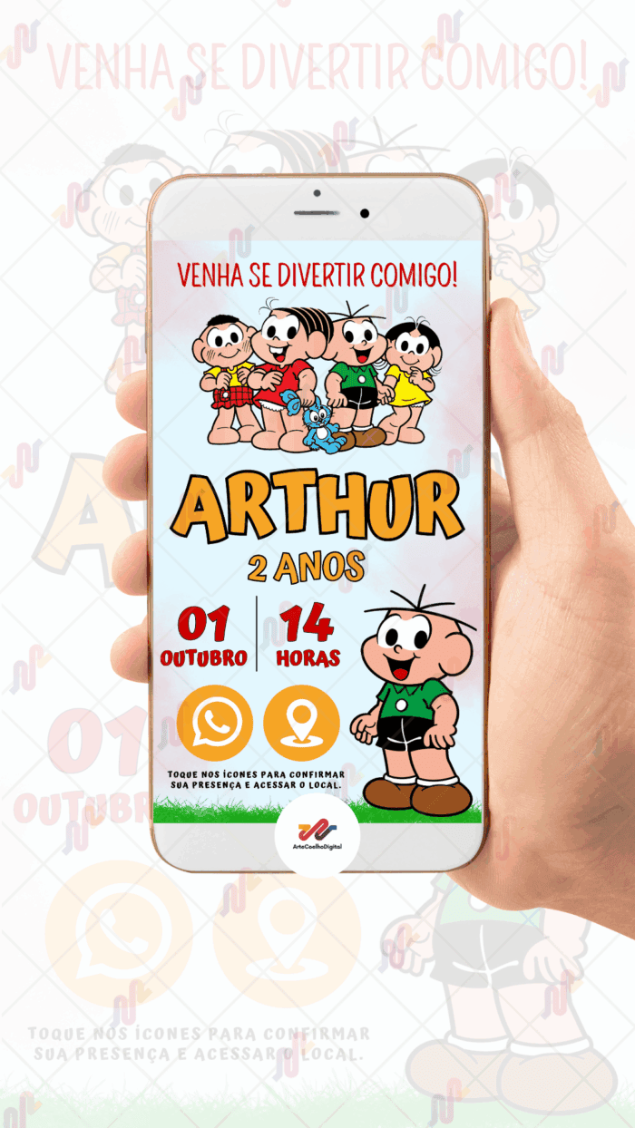 Convite Interativo Cebolinha - Turma da Monica - Imagem 2