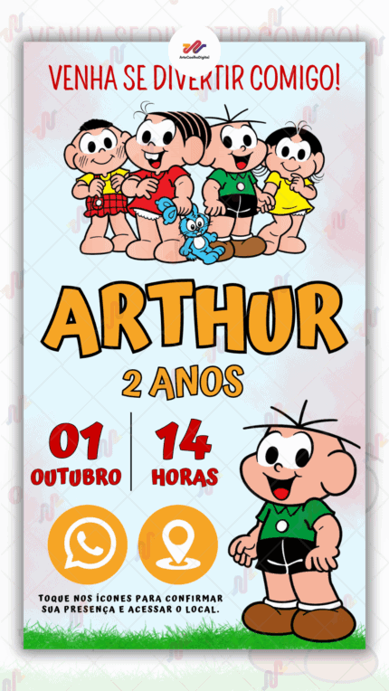 Convite Interativo Cebolinha - Turma da Monica