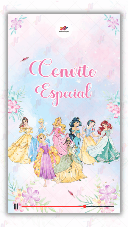 Convite Animado Princesas Disney
