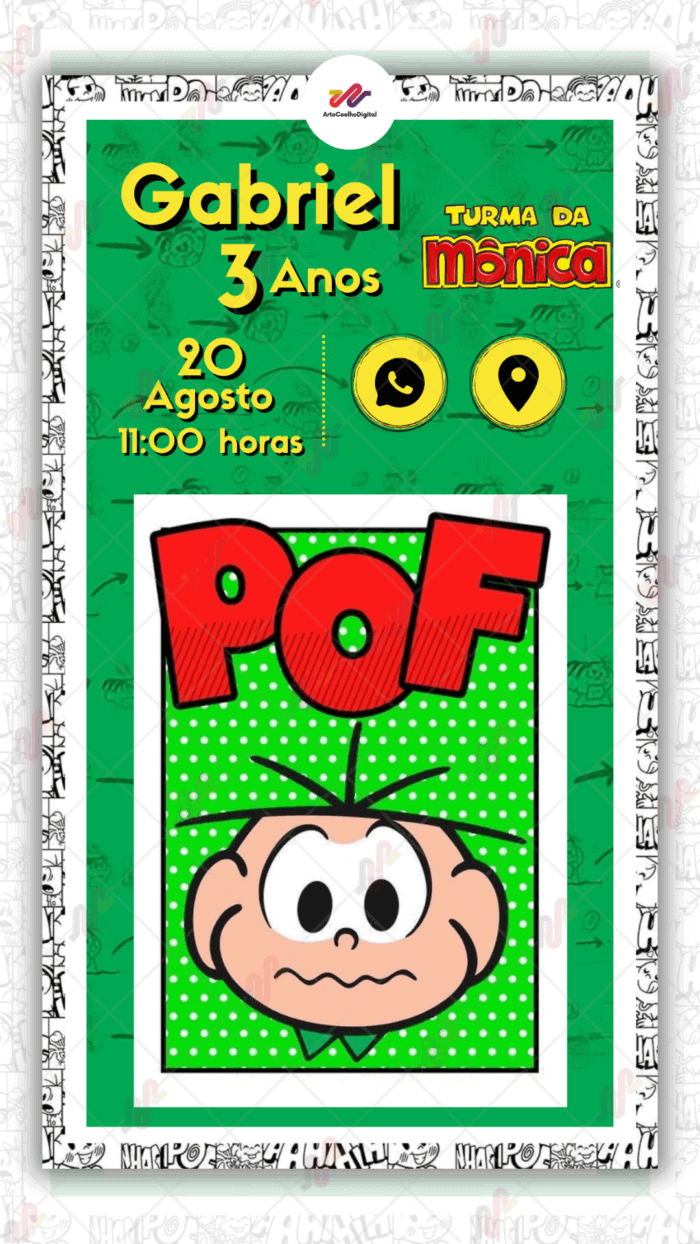 Convite Interativo Cebolinha Turma da Monica - Imagem 1