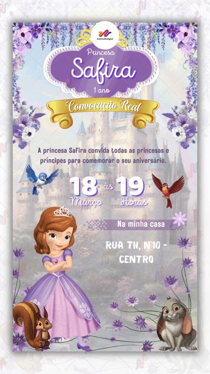 Convite digital Princesa Sofia - Imagem 1