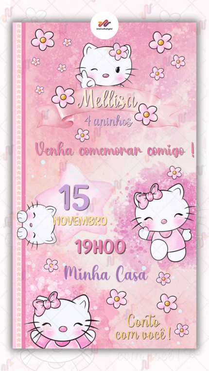 Convite Digital Hello Kitty
