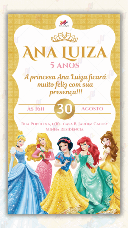 Convite Digital Princesas Disney