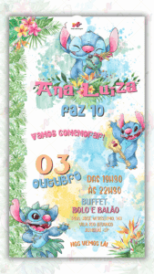 Convite Digital Lilo e Stitch