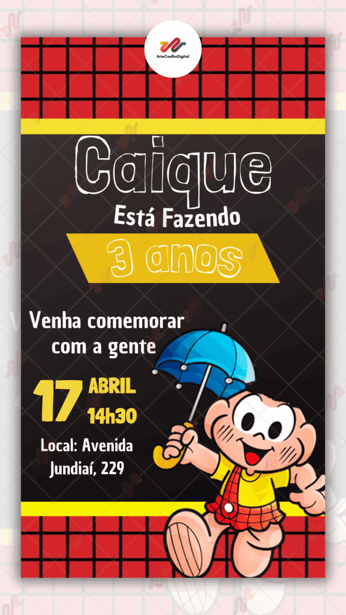 Convite Digital Cascão - Turma da Monica - Imagem 1