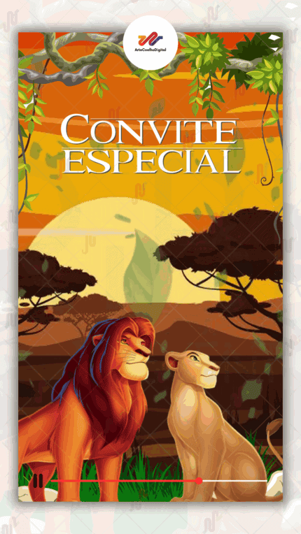 Convite Animado Plus Rei leão