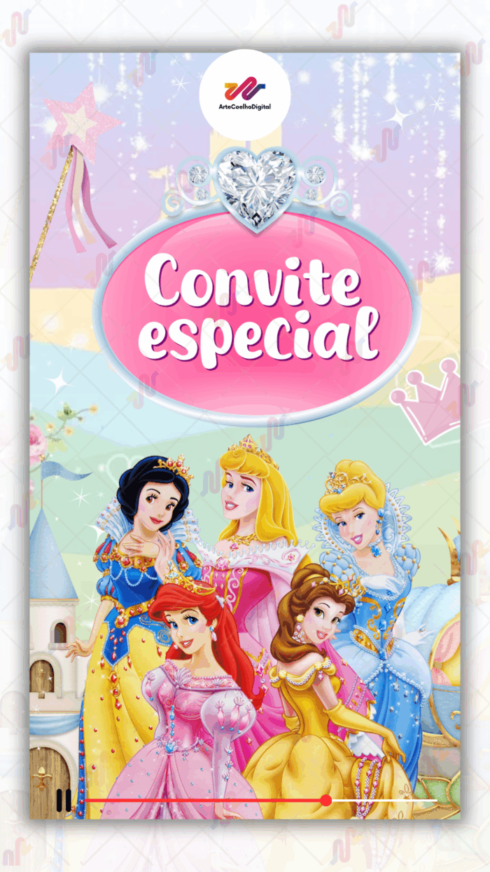 Convite Animado Princesas Disney - Imagem 1