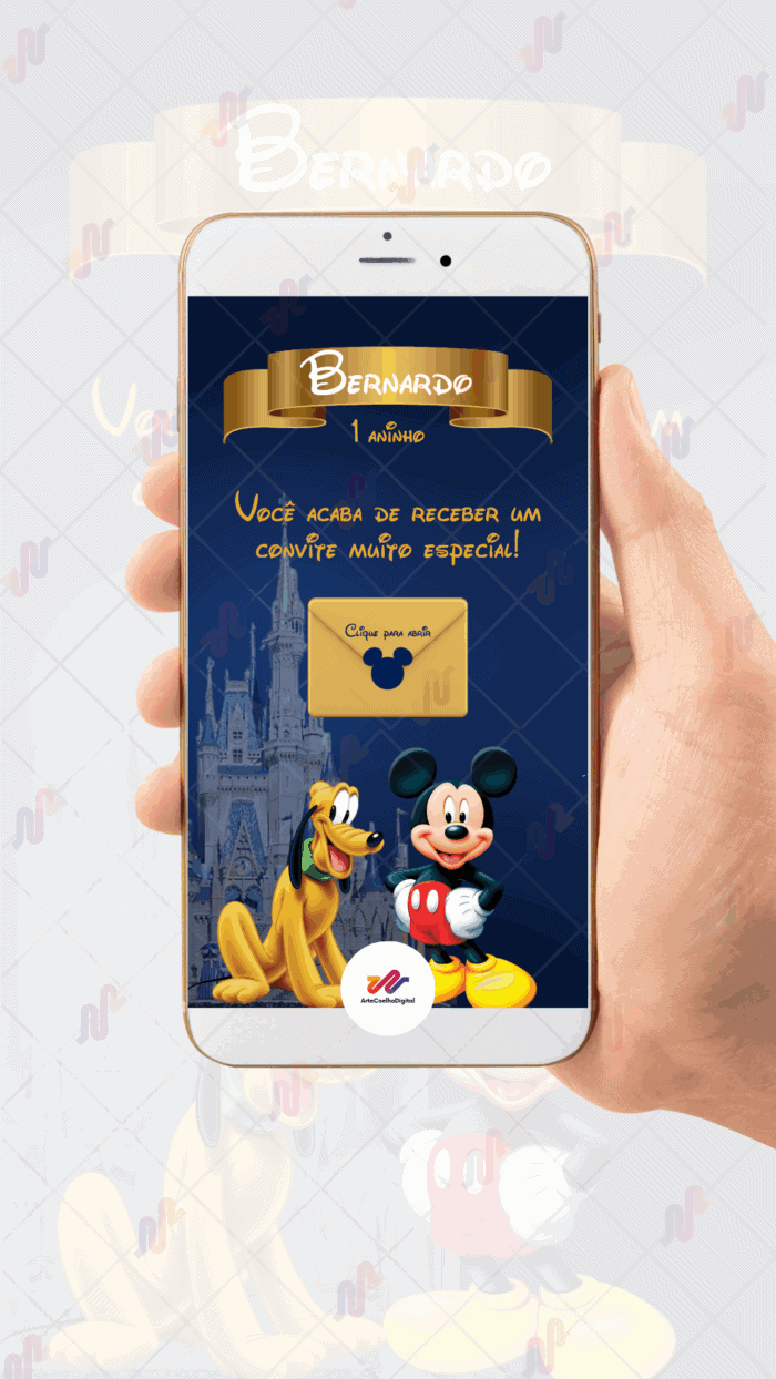 Convite Interativo gold Plus Mickey - Imagem 2